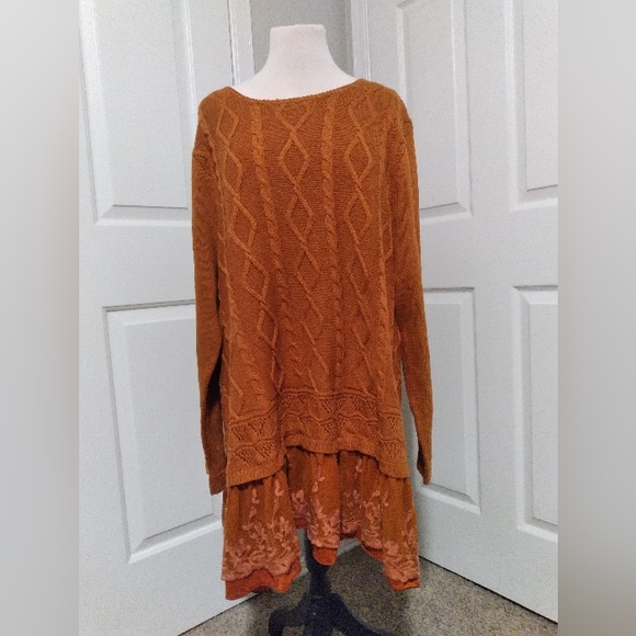 Simply Couture Sweaters - Simply Couture Women's Plus SizeCasual Cable Knit Layered Peplum Sweater